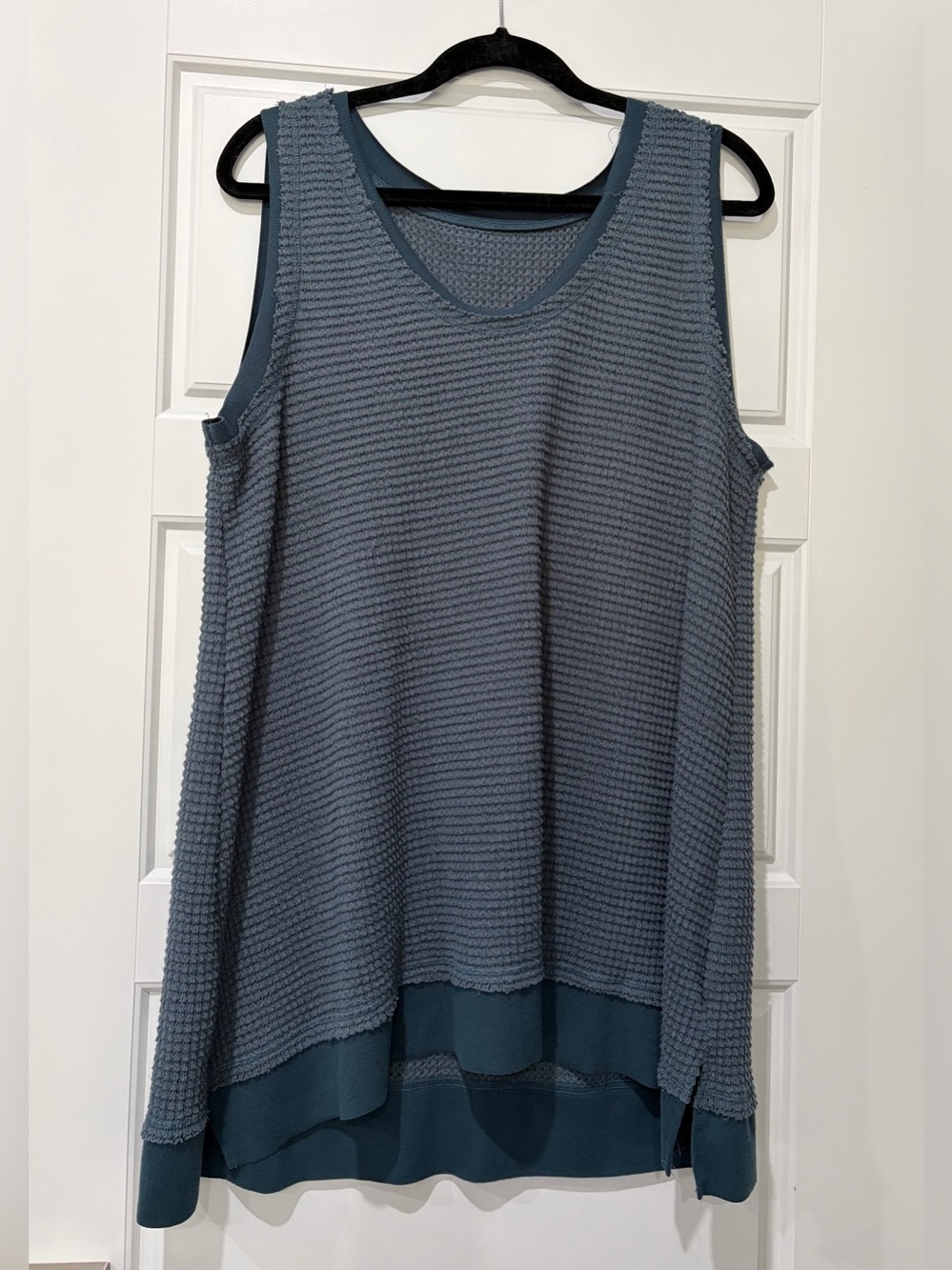 Sleeveless Textured Tank in Slate Blue